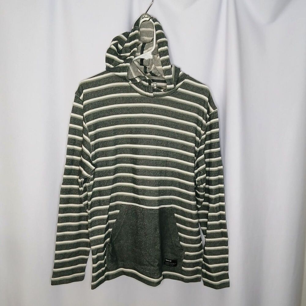 Hurley Pullover Y2K Striped Hoodie Lghtwght Pocket Beach Poncho Shirt Mens Small